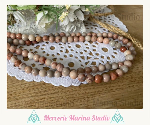Lot de 10 perles en jaspe polychrome 8mm ou 6mm - perles non traitées – Image 2