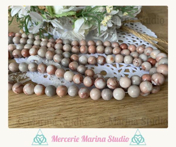 Lot de 10 perles en jaspe polychrome 8mm ou 6mm - perles non traitées – Image 3