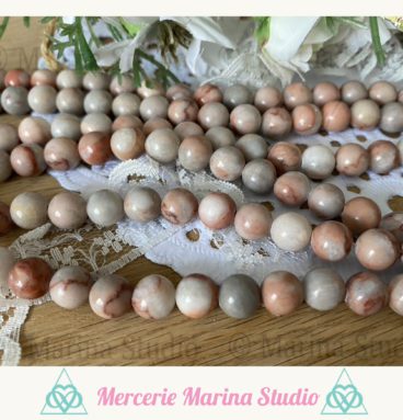 Lot de 10 perles en jaspe polychrome 8mm ou 6mm - perles non traitées