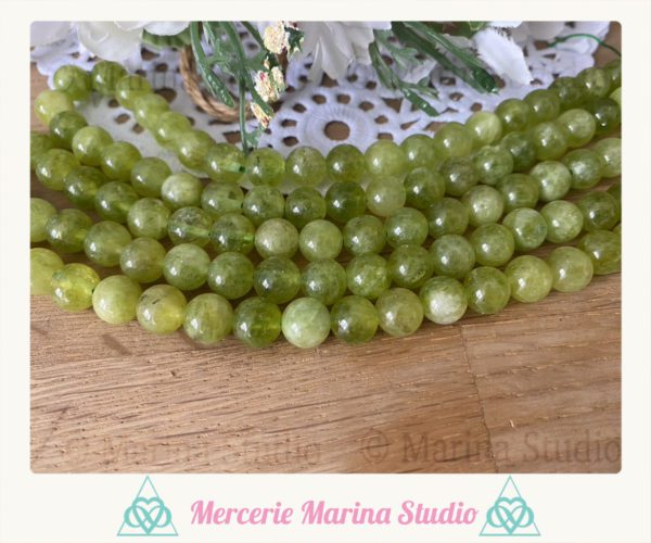 10 Perles en quartz peridot 8mm ou 6mm