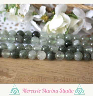 Lot de 10 perles en actinolite 8mm ou 6mm  naturelles
