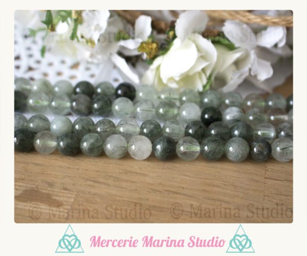 Lot de 10 perles en actinolite 8mm ou 6mm  naturelles