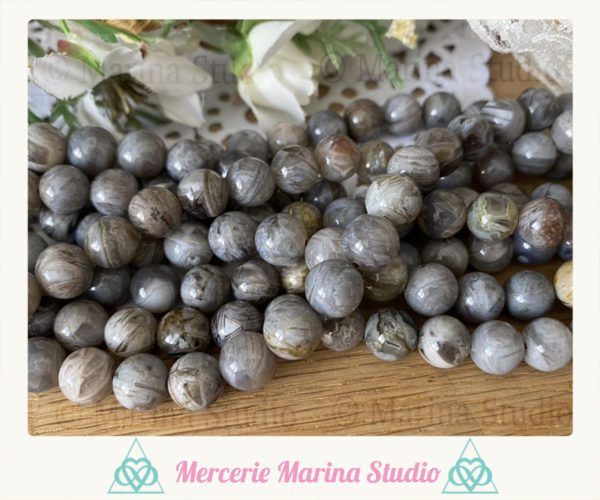 10 Perles agate bambou 8mm Qualité A+