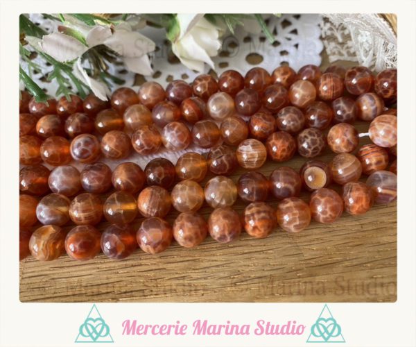 Lot de 10 perles en agate de feu 8mm – Image 2