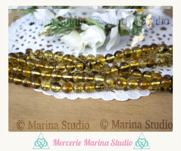 RARE Lot de perles en ambre baltique qualité extra 7,5mm – Image 2