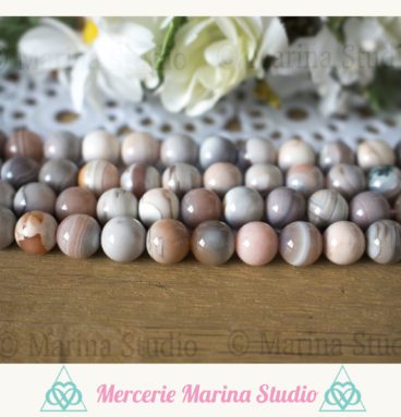Rares Perles en agate rose du Botswana 8mm ou 6mm