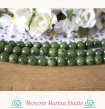 10 perles en jade néphrite du Canada 8mm ou 6mm