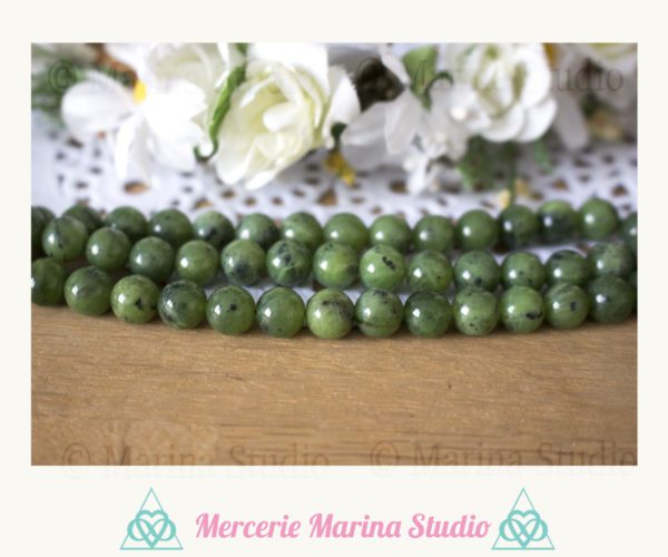 10 perles en jade néphrite du Canada 8mm ou 6mm
