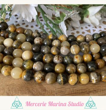 RARES 10 Perles en jaspe bourdon 8mm naturelles- non traitées
