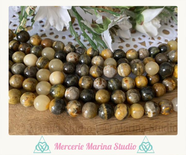 RARES 10 Perles en jaspe bourdon 8mm naturelles- non traitées