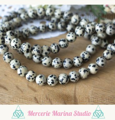 10 Perles en jaspe dalmatien 8mm ou 6mm