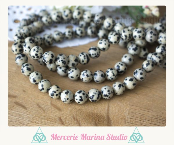 10 Perles en jaspe dalmatien 8mm ou 6mm