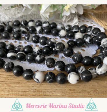 10 Perles jaspe zébré 8mm - perles non traitées