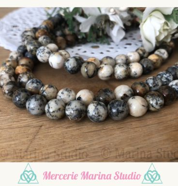 Lot de 10 perles en opale dendrite denditrique 8mm - perles naturelles - non traitées