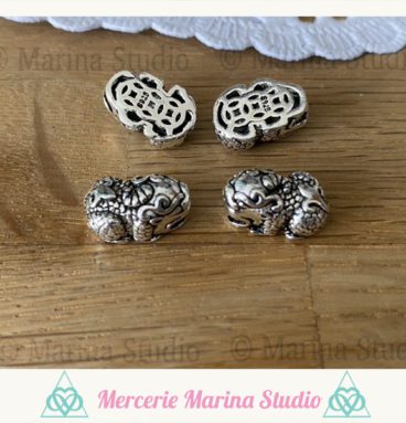 Adorable perle pixiu fengshui en argent massif 13,5mm