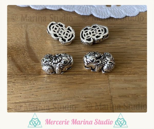 Adorable perle pixiu fengshui en argent massif 13,5mm