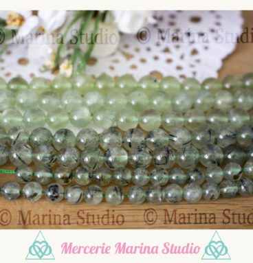 10 Perles en prehnite 8mm ou 6mm  naturelles - reiki - chakras