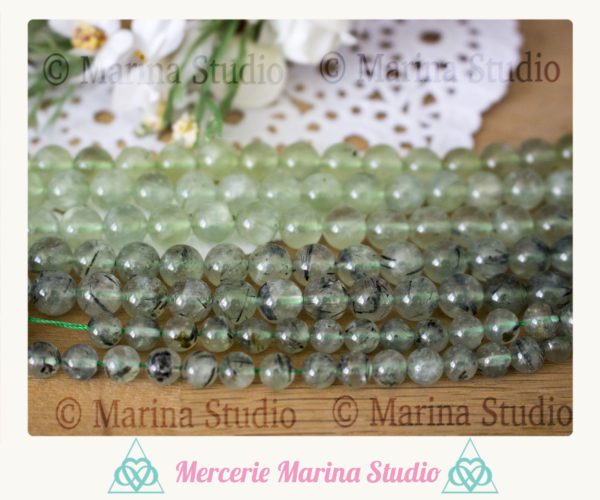 10 Perles en prehnite 8mm ou 6mm  naturelles - reiki - chakras