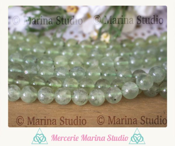 10 Perles en prehnite 8mm ou 6mm  naturelles - reiki - chakras – Image 3