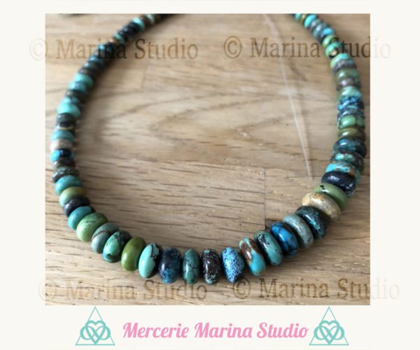 Enfilade turquoise Hubei 40cm pour création collier – Image 2