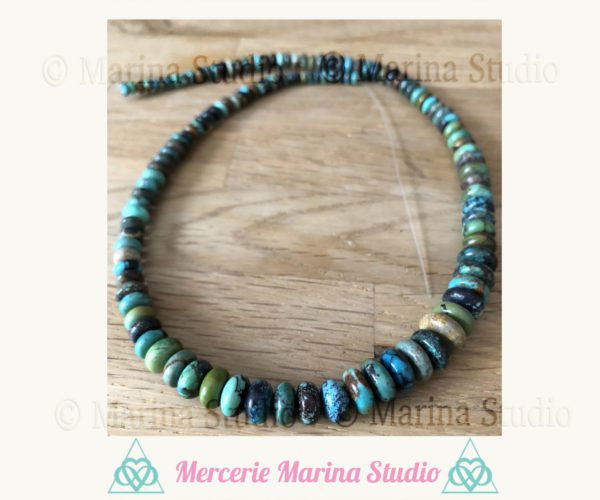 Enfilade turquoise Hubei 40cm pour création collier