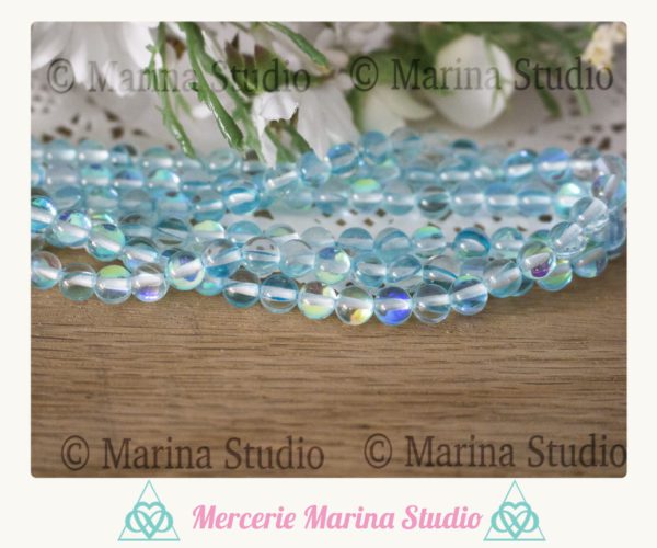 10 Perles type aqua aura 8mm 6mm origine Tchécoslovaquie - Lithothérapie - chakras healing – Image 3