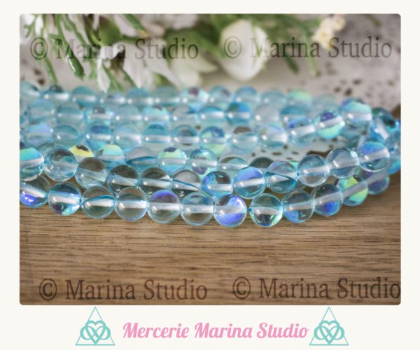 10 Perles type aqua aura 8mm 6mm origine Tchécoslovaquie - Lithothérapie - chakras healing