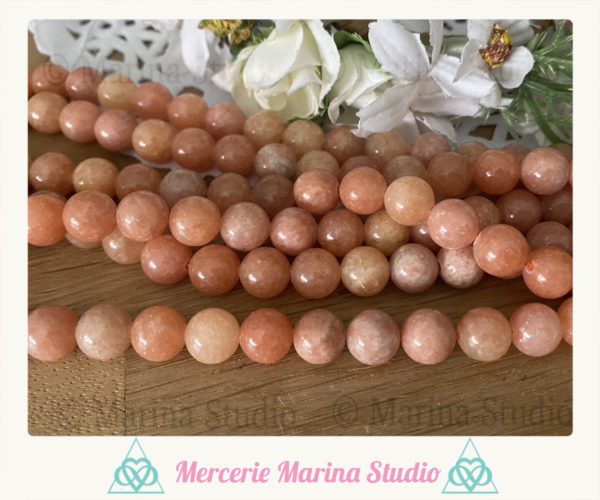 Rares lot de perles en calcite orange 8mm calcite caramel 8mm - perles naturelles