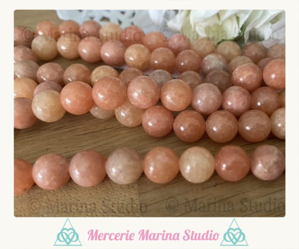 Rares lot de perles en calcite orange 8mm calcite caramel 8mm - perles naturelles – Image 3