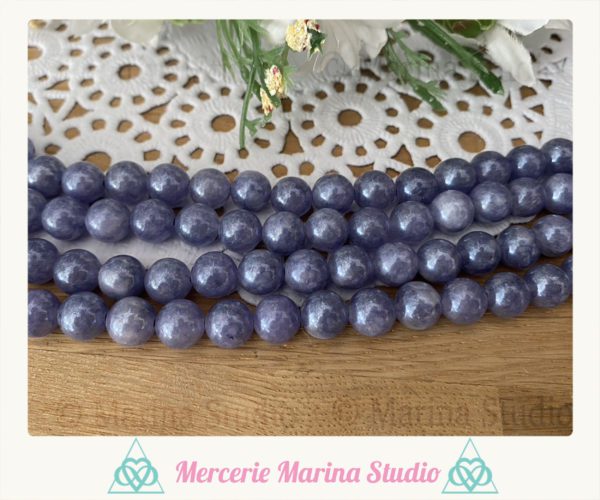 Lot de 10 perles en angélite aqua aura 8mm