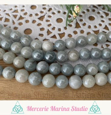 Lot de 10 perles en aigue marine aqua aura 8mm