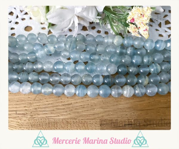 RARE: Lot de 10 perles en calcite bleue 8mm 6mm qualité Extra a+