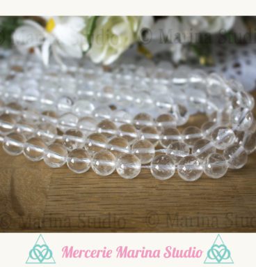 10 Perles de cristal de roche quartz 8mm ou 6mm ou 4mm
