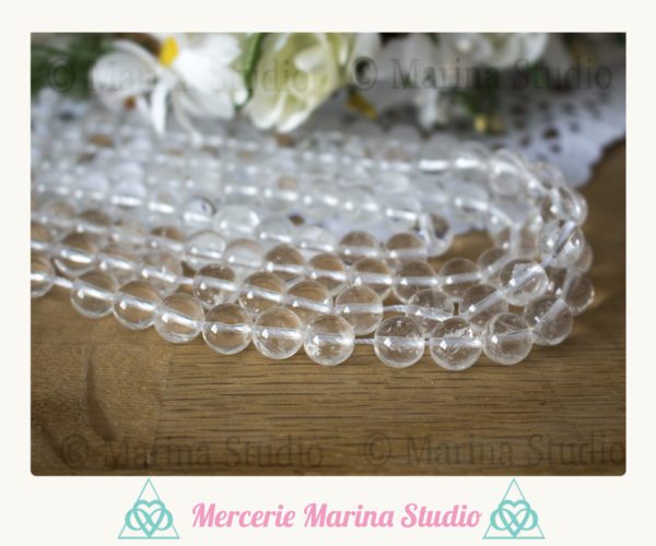 10 Perles de cristal de roche quartz 8mm ou 6mm ou 4mm