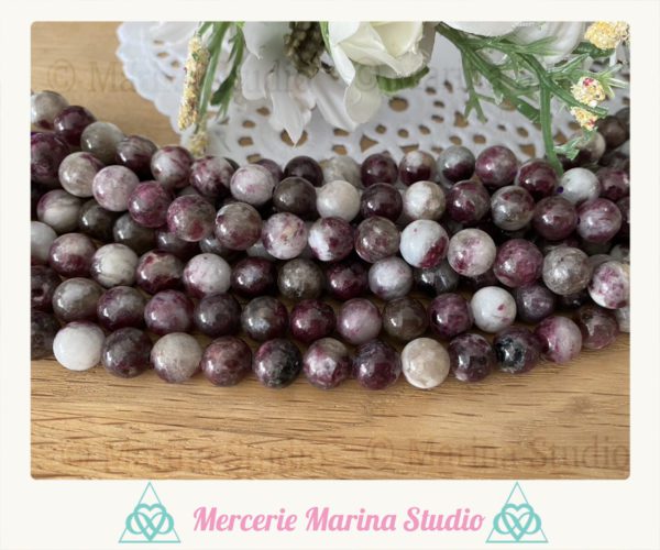 Lot de perles en tourmaline rubélite A+ en 8mm ou 6mm