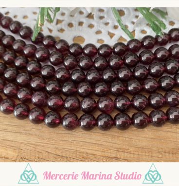 Lot de perles en grenat rhodolite 8mm ou 6mm ou 4mm origine Mexique.