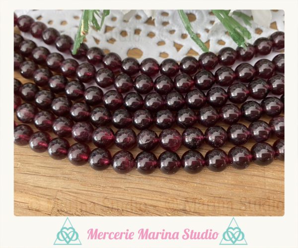 Lot de perles en grenat rhodolite 8mm ou 6mm ou 4mm origine Mexique.