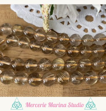 Lot de 10 perles en quartz rutilé 8mm ou 6mm Qualité Extra A+ - perles cheveux d'ange