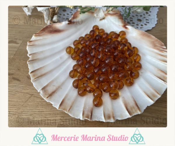 Véritables perles en ambre baltique 8mm ou 6mm couleur cognac