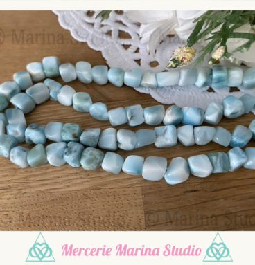 Lot de perles carrés en larimar 5/6mm qualité A+ ou A au choix