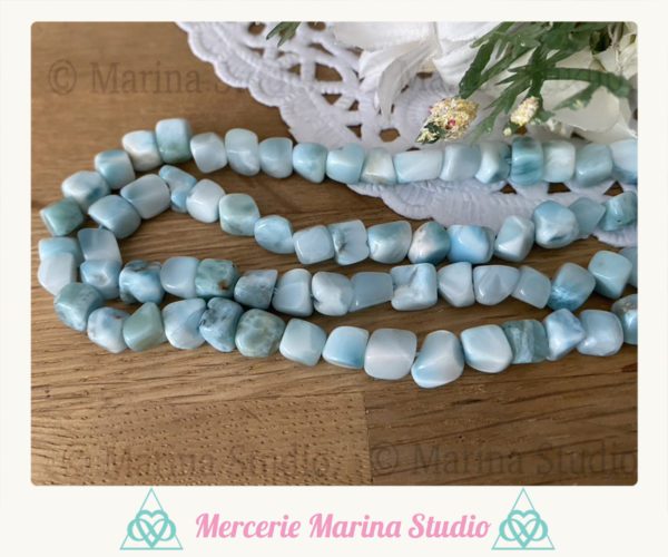 Lot de perles carrés en larimar 5/6mm qualité A+ ou A au choix