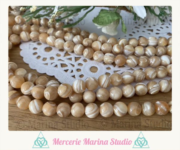 Lot de perles de nacre doré 8mm ou 6mm