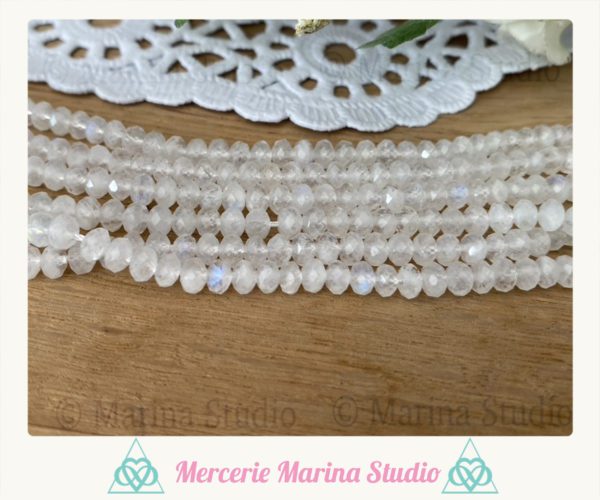 Magnifiques perles en pierre de lune à facettes 3x4,5mm qualité Extra A+ – Image 2