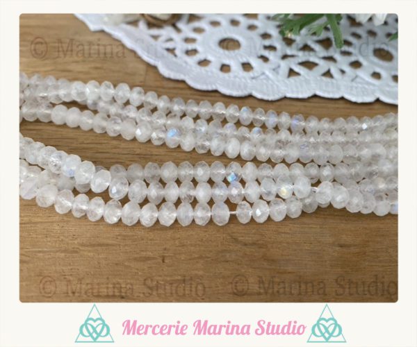 Magnifiques perles en pierre de lune à facettes 3x4,5mm qualité Extra A+
