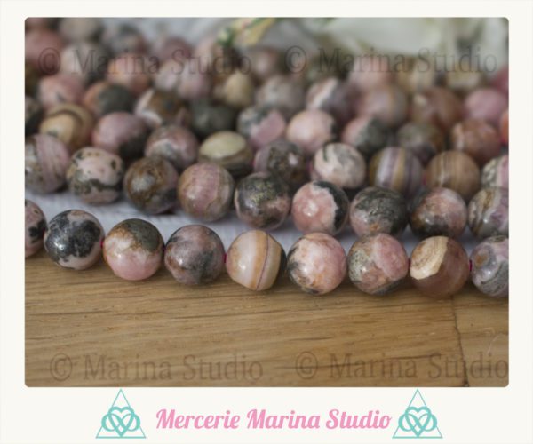 RARES lot de perles en rhodochrosite 8mm 6mm d'argentine qualité AB