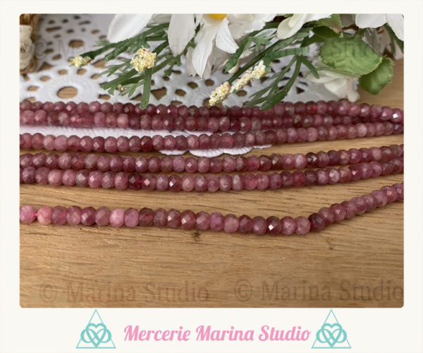 Enfilade tourmaline rose à facettes 3x4mm qualité extra