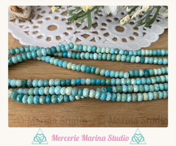 Superbes perles en  turquoise hubei à facettes 4mm qualité A+