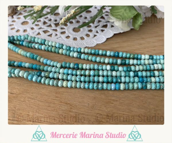 Superbes perles en  turquoise hubei à facettes 4mm qualité A+ – Image 2