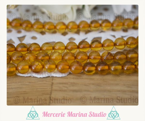 RARE Lot de véritables perles en Ambre baltique 8mm ou 6mm – Image 4