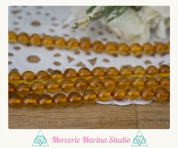 RARE Lot de véritables perles en Ambre baltique 8mm ou 6mm – Image 3